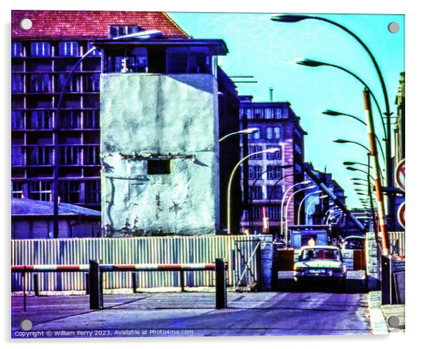 Original Checkpoint Charlie West Berlin Germany Acrylic by William Perry