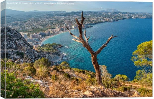 A view of Calpe from the Peñón de Ifach Canvas Print by Navin Mistry