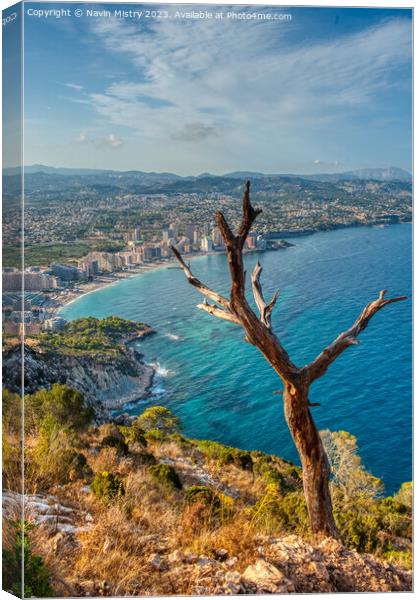 A view of Calpe from the Peñón de Ifach  Canvas Print by Navin Mistry