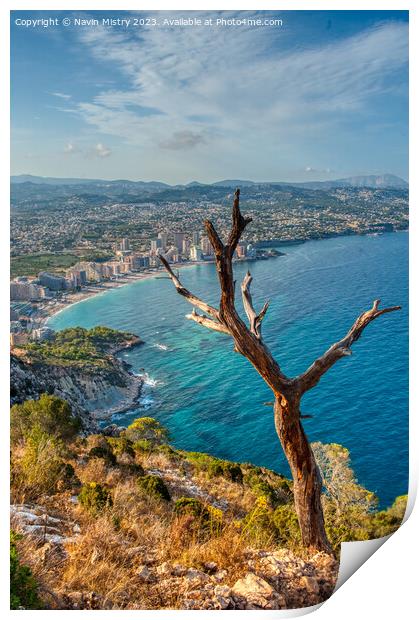 A view of Calpe from the Peñón de Ifach  Print by Navin Mistry