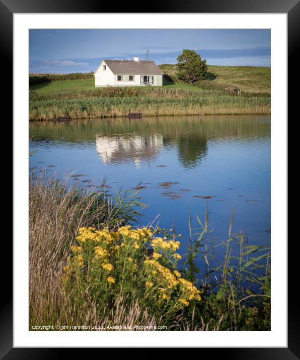 Irish cottage on Sheephaven bay Ireland Framed Mounted Print by jim Hamilton