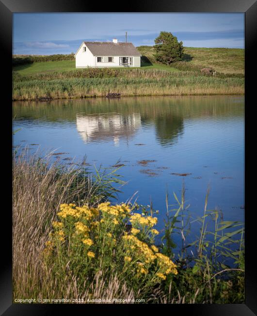 Irish cottage on Sheephaven bay Ireland Framed Print by jim Hamilton