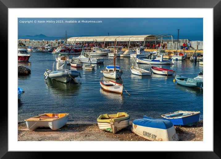 Harbour of the island of Tabarca, Alcante, Spain Framed Mounted Print by Navin Mistry