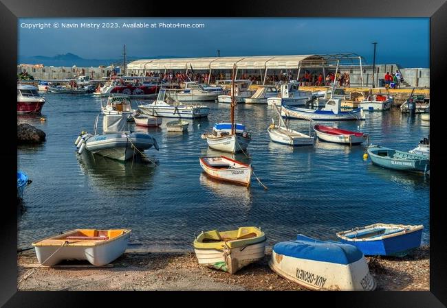 Harbour of the island of Tabarca, Alcante, Spain Framed Print by Navin Mistry