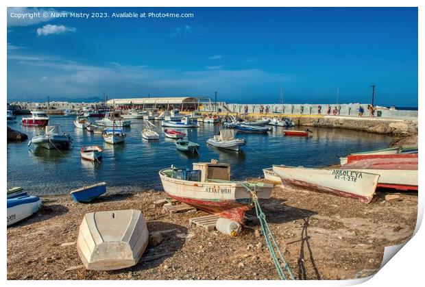 The harbour of the Island of Tabarca, Alicante Pro Print by Navin Mistry