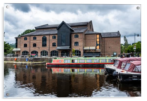 Reflections On The Brecon Canal Basin Acrylic by Steve Purnell