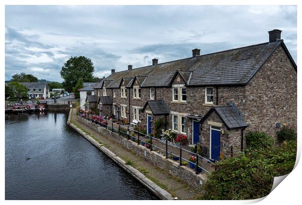 Brecon Canal Basin Cottages Print by Steve Purnell