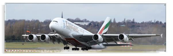 Colossal Emirates A380 Airbus Taking Off From UK Acrylic by Stephen Thomas Photography 
