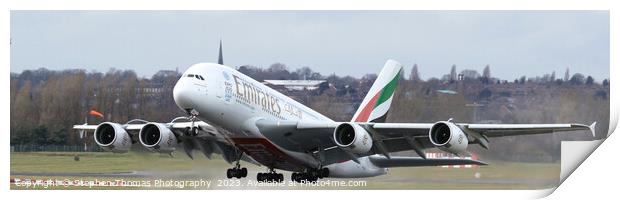 Colossal Emirates A380 Airbus Taking Off From UK Print by Stephen Thomas Photography 