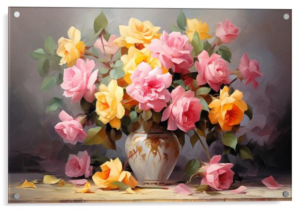 A vase of flowers on a table Acrylic by Picture Wizard