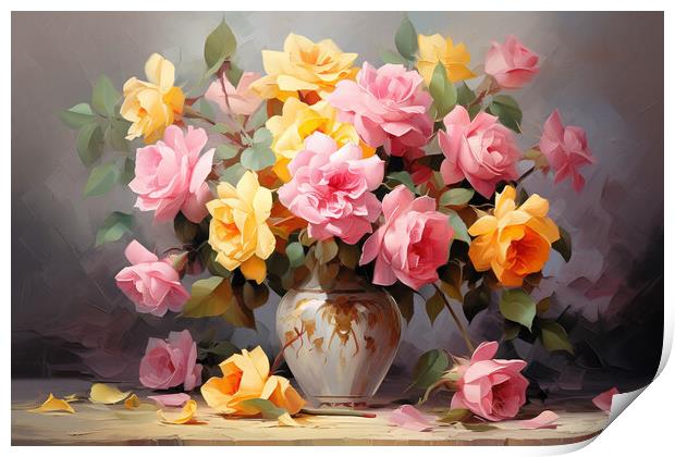 A vase of flowers on a table Print by Picture Wizard