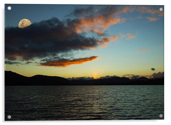Sunset Loch Tulla Glencoe Scotland Acrylic by Peter Elliott 