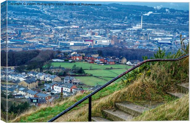 Huddersfield Town From Castle Hill Canvas Print by Zenith Photography