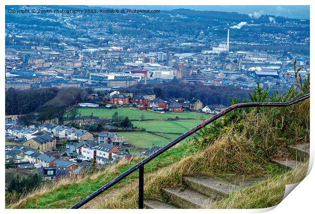 Huddersfield Town From Castle Hill Print by Zenith Photography