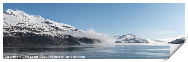 Fog on the mountains and sea in Passage Canal, Whittier, Alaska USA Print by Dave Collins