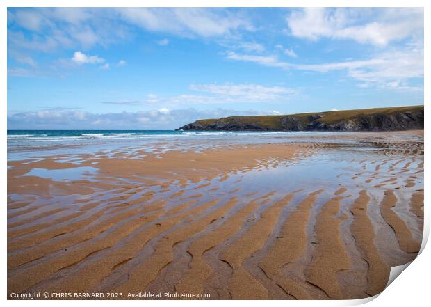 Holywell Bay Ripples Print by CHRIS BARNARD