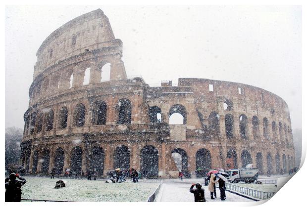 The Colosseum under heavy snow, Rome Italy Print by Fabrizio Troiani
