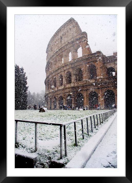 The Colosseum under heavy snow Framed Mounted Print by Fabrizio Troiani