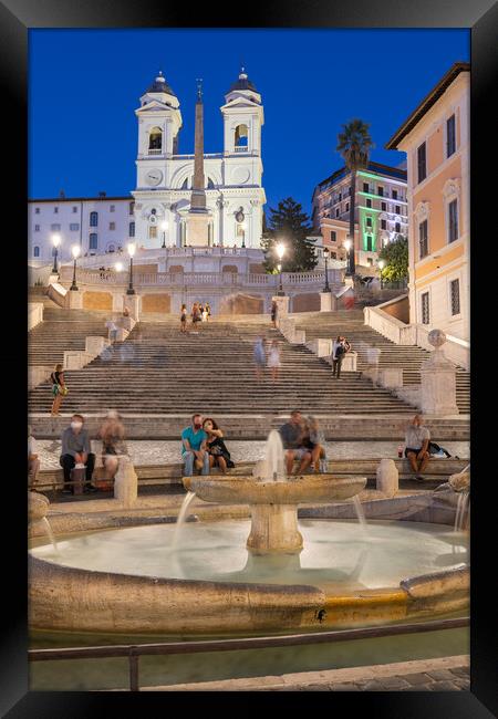 Spanish Steps and Fountain in Rome by Night Framed Print by Artur Bogacki