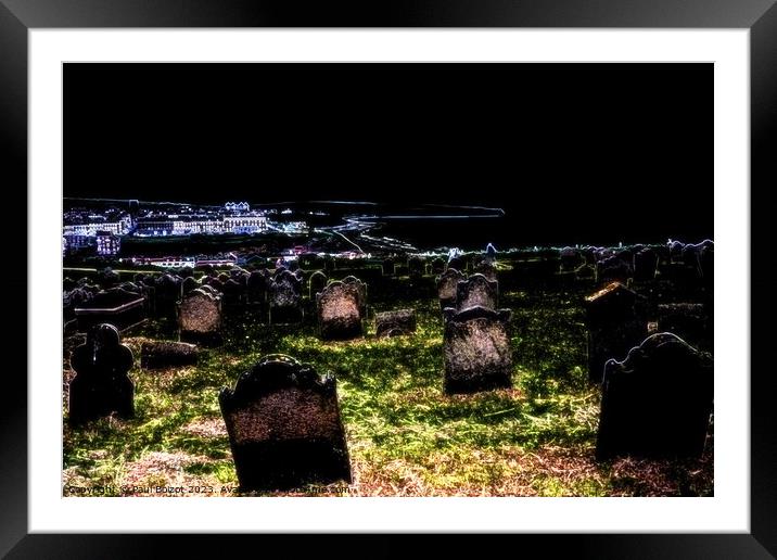 St. Mary’s churchyard view, Whitby, neon effect Framed Mounted Print by Paul Boizot