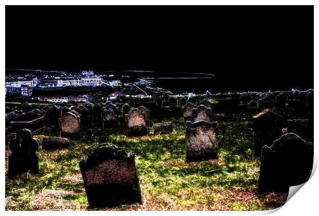 St. Mary’s churchyard view, Whitby, neon effect Print by Paul Boizot
