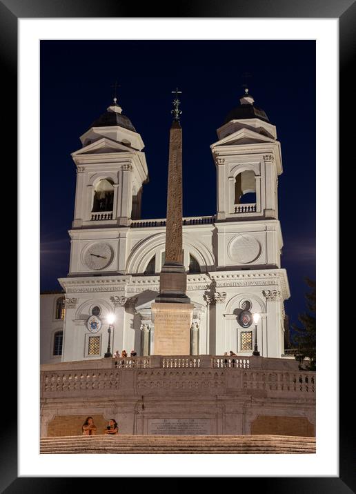 Trinita dei Monti Church in Rome at Night Framed Mounted Print by Artur Bogacki