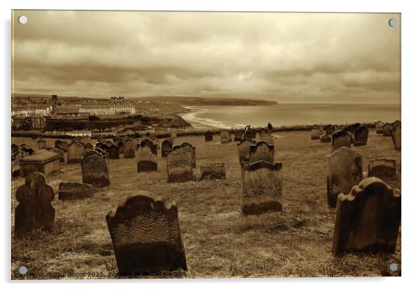 St. Mary’s churchyard view, Whitby, sepia Acrylic by Paul Boizot