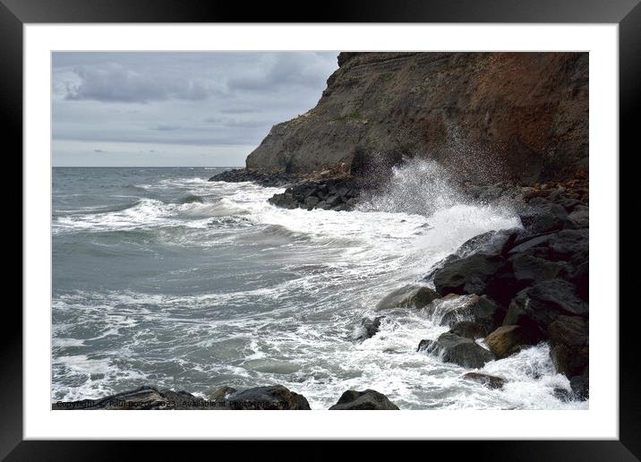 Whitby windy waves on the rocks Framed Mounted Print by Paul Boizot