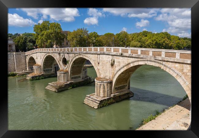 Ponte Sisto Bridge On Tiber River In Rome Framed Print by Artur Bogacki