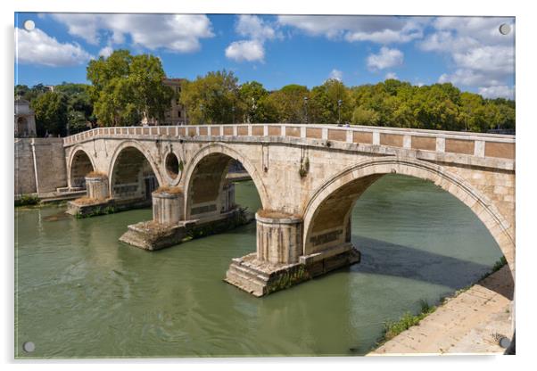 Ponte Sisto Bridge On Tiber River In Rome Acrylic by Artur Bogacki