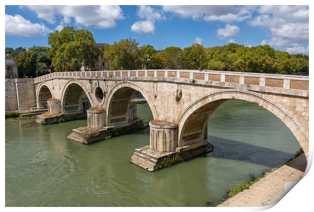 Ponte Sisto Bridge On Tiber River In Rome Print by Artur Bogacki