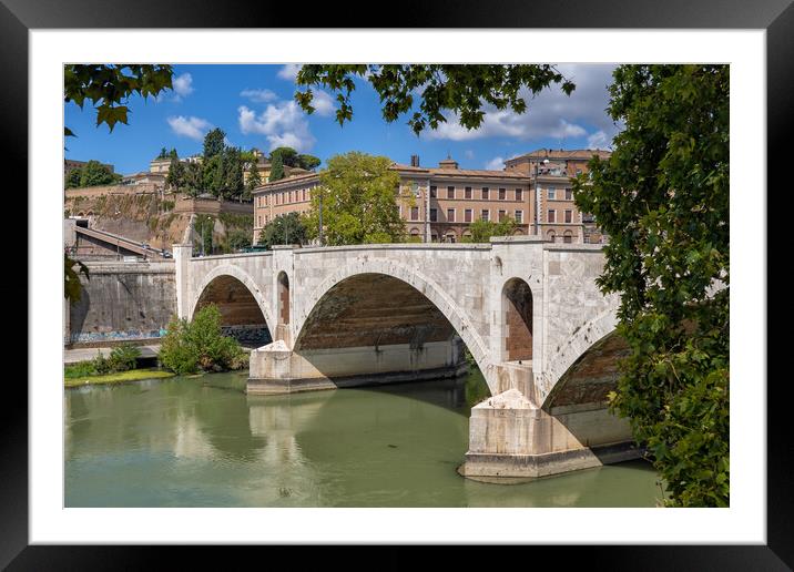 Ponte Principe Amedeo Savoia Aosta In Rome Framed Mounted Print by Artur Bogacki