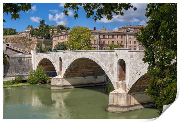Ponte Principe Amedeo Savoia Aosta In Rome Print by Artur Bogacki