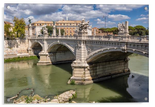 Ponte Vittorio Emanuele II In Rome Acrylic by Artur Bogacki