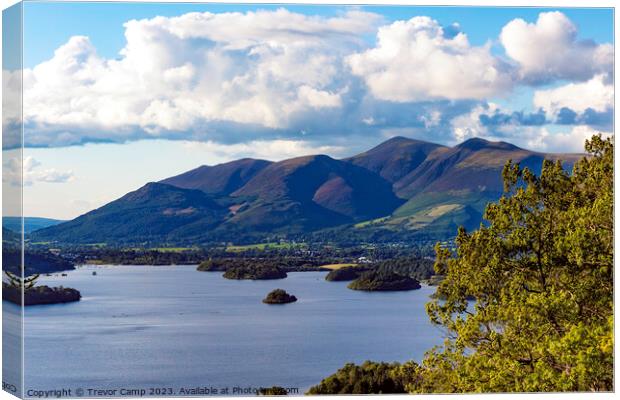 Skiddaw's Grandeur Over Derwent Water Canvas Print by Trevor Camp