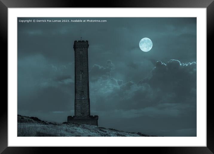Striking Peel Tower on the Stoic Holcombe Hill Framed Mounted Print by Derrick Fox Lomax