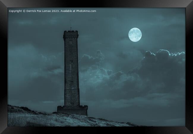 Striking Peel Tower on the Stoic Holcombe Hill Framed Print by Derrick Fox Lomax