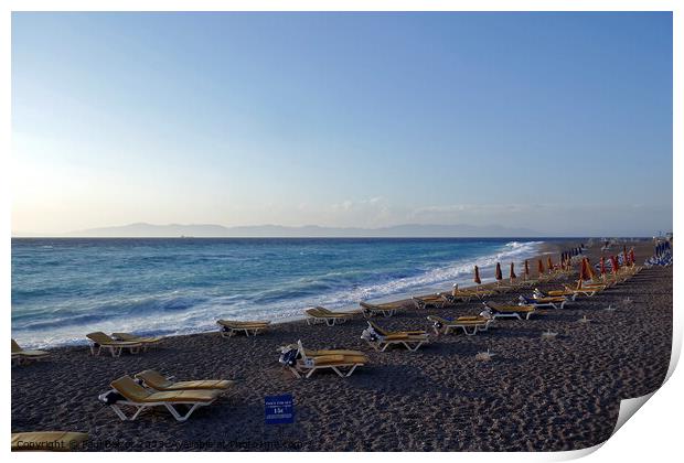 Empty beach, Rhodes Town Print by Paul Boizot