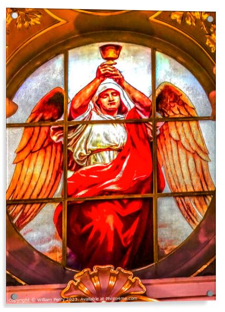 Angel Cup Stained Glass Cathedral Berlin Germany Acrylic by William Perry