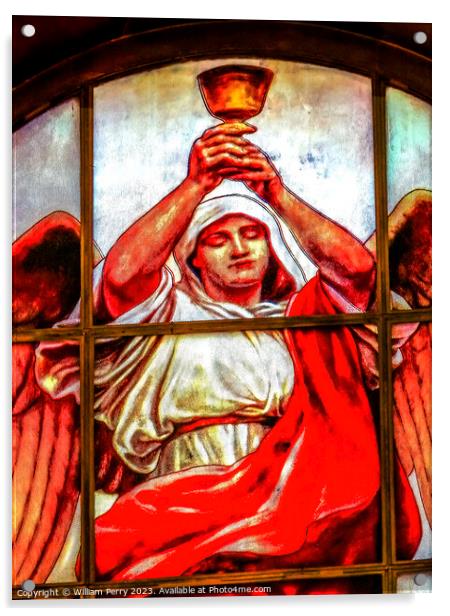 Angel Cup Stained Glass Cathedral Berlin Germany Acrylic by William Perry