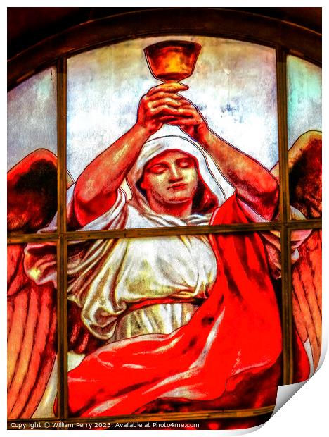 Angel Cup Stained Glass Cathedral Berlin Germany Print by William Perry