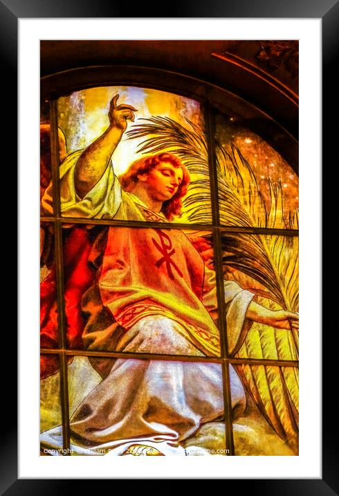Angel Stained Glass Cathedral Berlin Germany Framed Mounted Print by William Perry