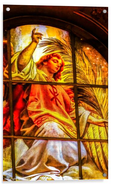Angel Stained Glass Cathedral Berlin Germany Acrylic by William Perry