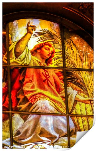 Angel Stained Glass Cathedral Berlin Germany Print by William Perry