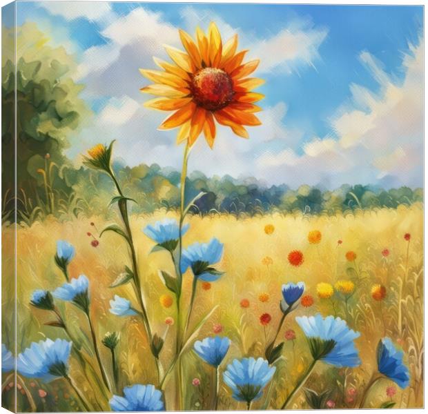 Sunny Skies and Wildflowers Canvas Print by Victor Nogueira