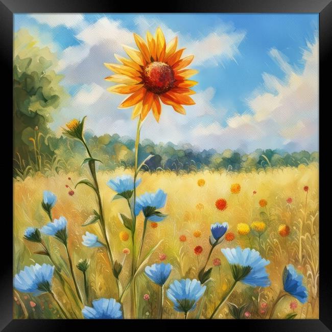Sunny Skies and Wildflowers Framed Print by Victor Nogueira