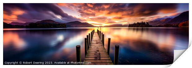 Blissful Lake District Panoramic Sunset Print by Robert Deering