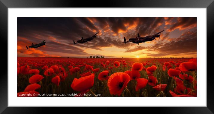 Warplanes Over Poppies, Sunset Framed Mounted Print by Robert Deering