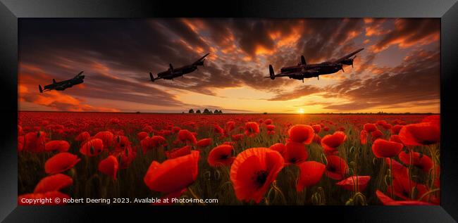 Warplanes Over Poppies, Sunset Framed Print by Robert Deering
