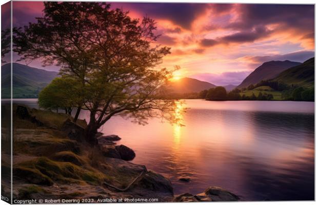 Coniston Water Sunset Canvas Print by Robert Deering